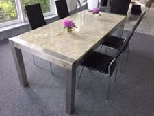 Wohnzimmertisch Edelstahltisch Esstisch Naturstein  Terrassentisch Edelstahl NEU