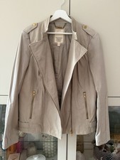 ESPRIT Lederjacke Jacke Bikerjacke Echtleder Beige Gr. 42 L