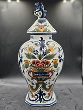 Original Delft Polychrom RAAM Deckelvase VASE Vinatge Antik Porzella Handgemalt