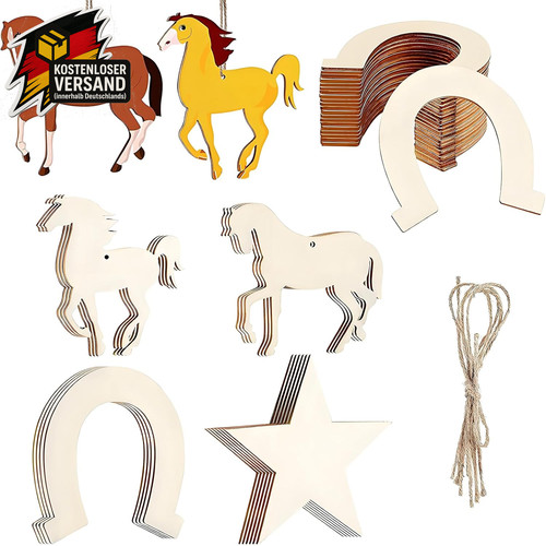 Holzpferd deko set für diy - deko,