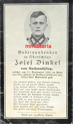 Sterbebild wwii oberschütze - wwii,