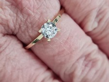 Verlobung Ring Gelbgold 585 Solitär Stil großer weißer Stein Gr. 56