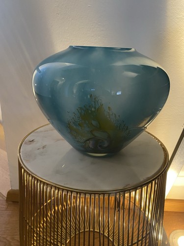 Glas vase türkis muster - glas,