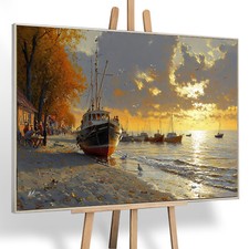 Leinwand Bild Strand Meer Boot