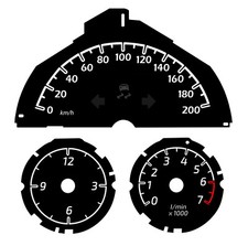 Smart 451  2012-2015 Tachoscheibe 200 km/h + Drehzahlmesser + UHR