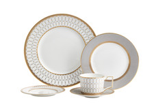 Wedgwood Renaissance grau 5-teiliges Teeservice | Fine Bone China Geschirr