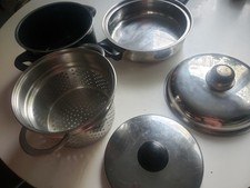 Konvolut Pfanne und Kochtopf mit Einsatz zum Dünsten und Deckel