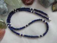LapisLazuli Kette, 3,5-5mm Kugeln, 50,5 cm, 925 Silber, 78,0 ct.