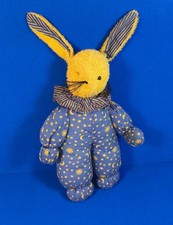 SIGIKID Frottee HASE FIPS Stoff Plüsch gelb blau Sonne Mond Sterne Vintage 40 cm