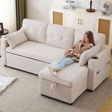 Schlafsofa 3 Sitzer L Form Ecksofa mit Schlaffunktion & Bettkasten Chaiselongue