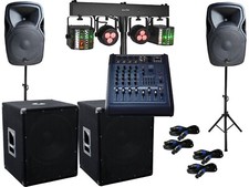 3000 Watt Pa Anlage 3 wege Box USB Musiker Powermixer DJ Licht Light LED Set 16