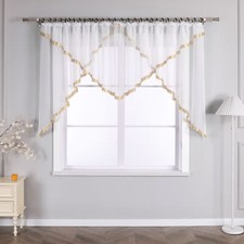 Transparente Gardinen mit Kräuselband Satinband Voile Vorhang Kuvertstore Weiß