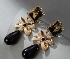 1 Paar elegante Vintage vergoldete Harz Ohrclips Luxus 