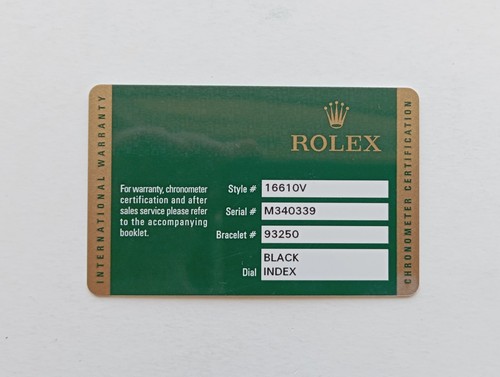 Rolex garantie card - garantie,