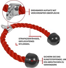 Befestigung Yes4All Rot 68,6 cm Pull-Down-Seil für Trizeps mit Karabinerhaken