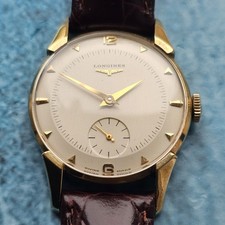 Vintage 14k Solid Gold Longines Handaufzug Herren Armbanduhr Cal 22L Midsize