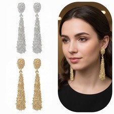 Gold Silber Lange Ohrringe