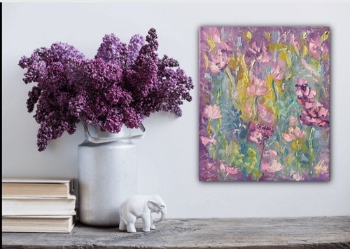 ölbild gemälde blumen - gemälde,