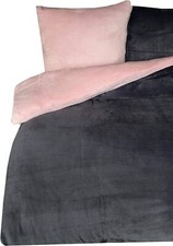 Winter Bettwäsche 200x200 cm Teddy Plüsch Nicki Uni rosa warm Fleece Doppelbett