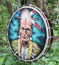 Trommel Rahmentrommel D=50 cm Indianer Handtrommel Handbemalt Schamanen Ritual