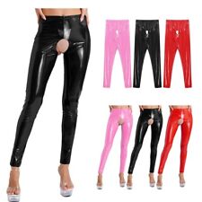 DE Damen Strumpfhosen Slim Fit Leggings Stilvoll Tanzhose Lackleder Clubwear