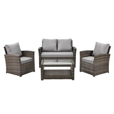 SVITA ROMA Polyrattan Lounge Rattan Garten Möbel Set Essgruppe Stuhl Tisch Braun