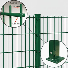 Doppelstabmattenzaun 8/6/8 - Pfosten mit angeschweißter Bodenplatte und Leiste