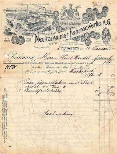 Alte rechnung neckarsulmer - –,
