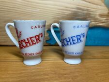 2 Stück Becherovka Original Keramiktassen R. Jelinek rot und blau Vintage