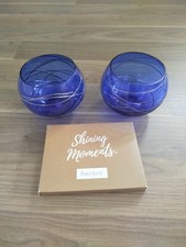 Partylite Calypso Blue Mosaik Votivkerzenhalter aus Glas + 12 Teelichter Rose