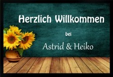 Fußmatte Schmutzfangmatte Wunschtext rutschfest Blume F135