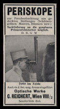 Alte Reklame 1915 PERISKOPE k.u.k. öst.-ung. Armee Optische Werke Reichert Wien