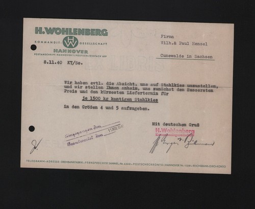 Hannover brief 1940 h - hannover,,