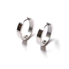 Edelstahl Creolen Schnapp Ohrringe Ohrstecker Ohrschmuck Silber  Unisex Neu