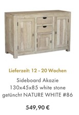 Massive Kommode Sideboard Akazie 130x45x85 Lowboard Landhausstil whitestone 