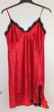Rotes Satin Nachthemd Negligé mit verstellbaren Trägern Gr.38