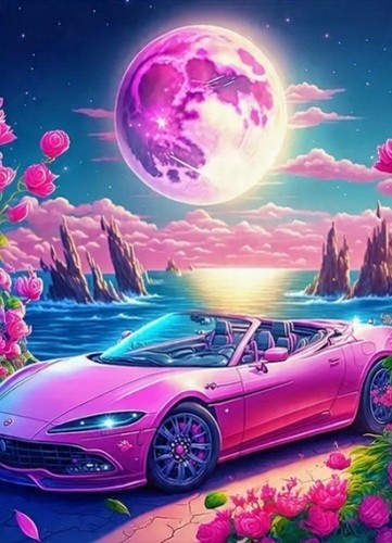 Diamantmosaik sportwagen pink - diamantmosaik,