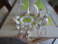 Konvolut Osterdeko Weiß Oster Deko Hase Kranz Aufsteller Metall Keramik Ostern