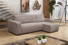 Ecksofa mit Schlaffunktion und Bettkasten Cordstoff, Schlafsofa, L-Form Eckcouch
