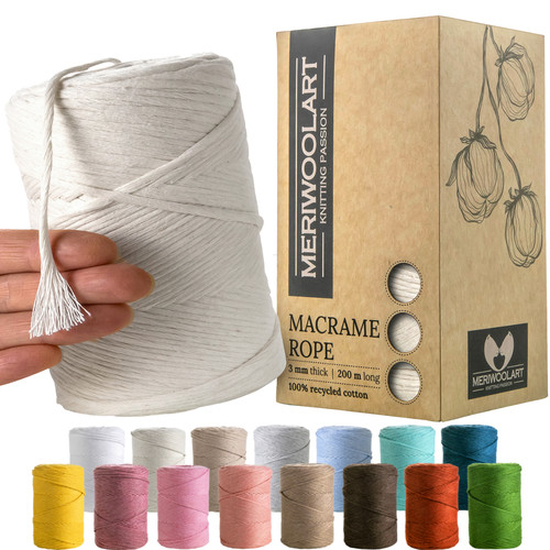 Meriwoolart makramee garn 3mm - meriwoolart,