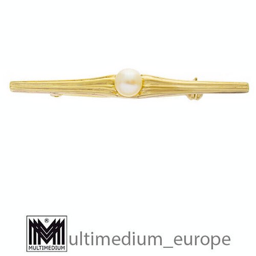 8ct gold brosche - 8ct, perle