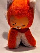 DDR Plüschtier Katze mit Gummigesicht Stofftier Orange /weiss ca.23cm