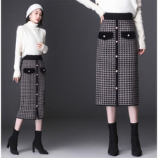 Damen midi strickrock hohe - damen,