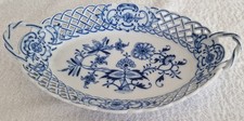 Cölln-Meissner Porzellanschale / Durchbruchkorb, kobaltblau, 24 cm – mit Griffen