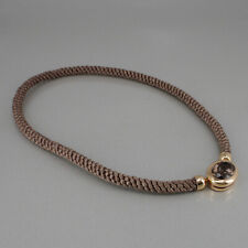 KÖHLER Stoffband mit 750/18k Rotgold Patentschliesse mit Rauchquarz Neu