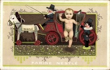 Künstler Ak Farine Nestlé, Kindernahrung, Kutsche, Schaukelpferd,... - 11001823