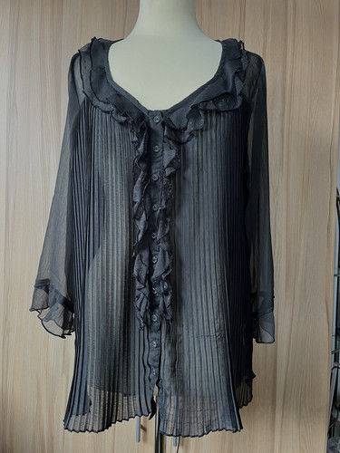 Cream bluse chiffon - bluse, plissee