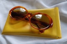 Vintage 60/70er Sonnenbrille Jahre Hippie Braun + Etui in gelb Brille Sommer 