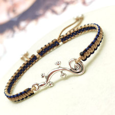 Freundschafts Armband mit Gecko Silber Makramee zweifarbig geknotet NEU