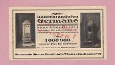 HANNOVER, Werbung 1914, Germania Ofen-Herd-Fabrik Winter & Co. Dauerbrandofen Ge